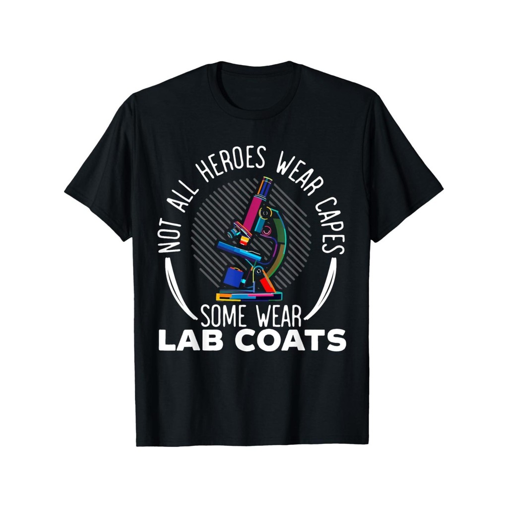 Kaos Print Teknologi Laboratorium - Desain "Pahlawan Mengenakan Jas Lab", Kaos Lengan Pendek Kerah B