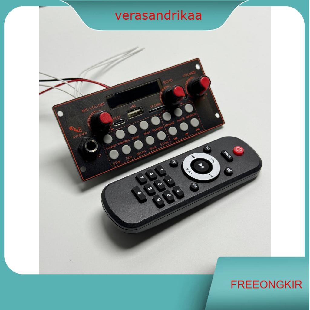 MODUL AMPLIFIER 2X10W 3.7V MP3 PLAYER BLUETOOTH RADIO MIC CARD