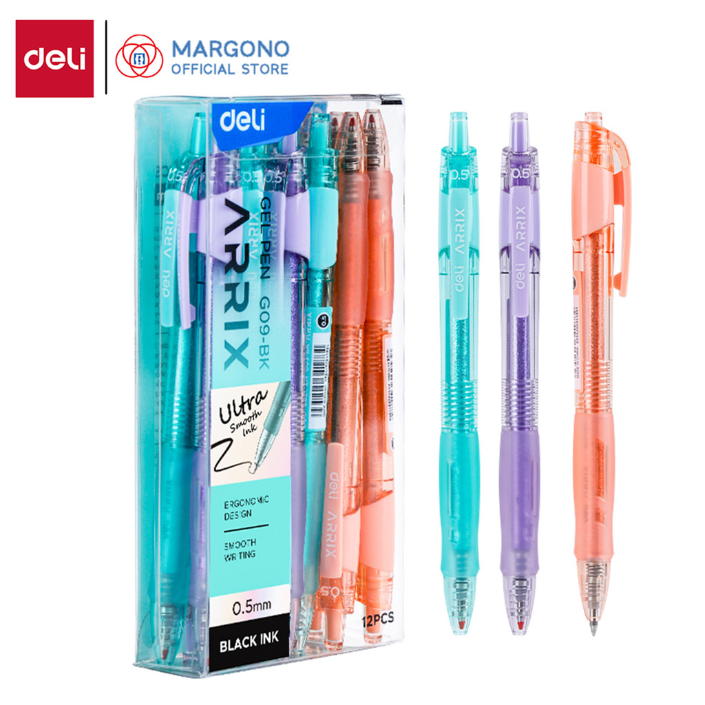

Deli Pulpen Gel Pen 0.5 mm Retractable Ballpoint Ultra Smooth Ink Tinta Warna Hitam EG09-BK - 1 pcs