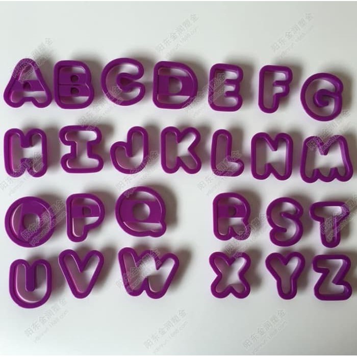 (Isi 26) Set Cetakan Kue / Puding / Biskuit Plastik Berbentuk Abjad Alfabet / Huruf A-Z