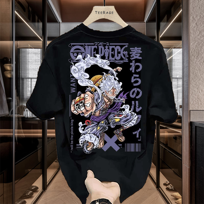 【Kaos katun】 Kaos Oversize One Piece Premium – Japanese Streetwear Anime T-Shirt Pria Wanita Unisex