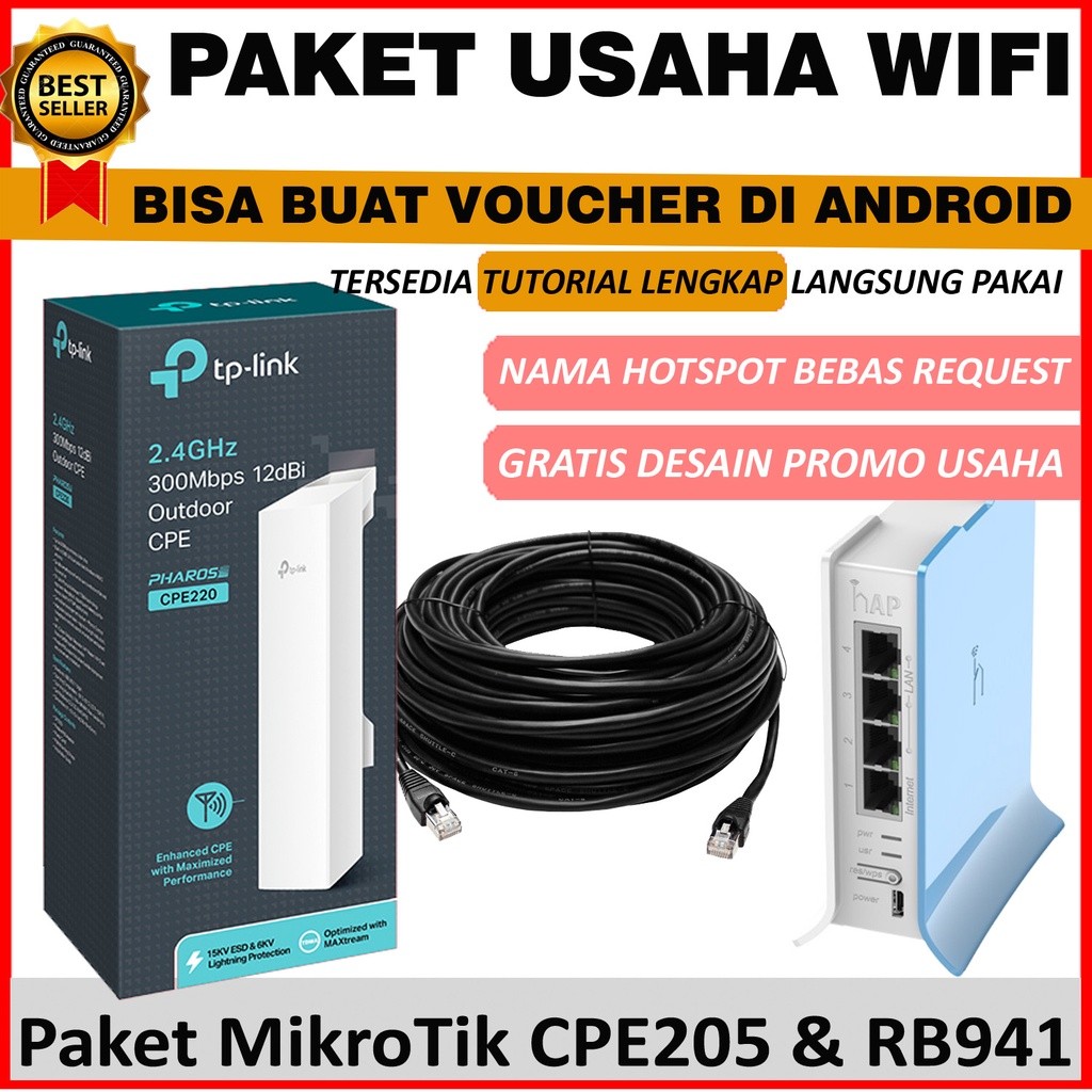 Paket Alat Usaha Wifi Sistem Voucher Billing Hotspot Siap Pakai TENDA 03 + MIKROTIK RB941