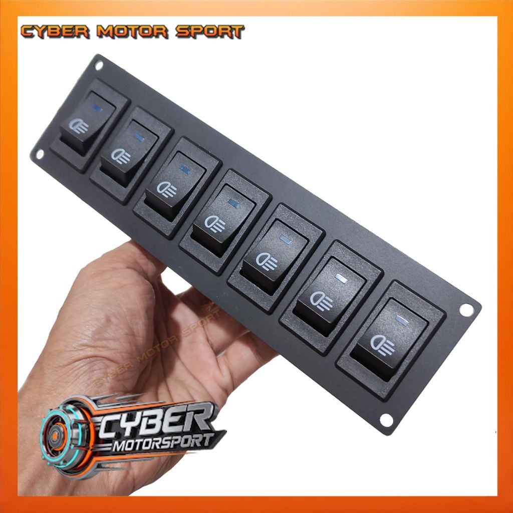 Switch panel mobil 12v 24 volt 7 saklar tombol lampu mobil offroad bus truk sedan 7 gang rocker swit