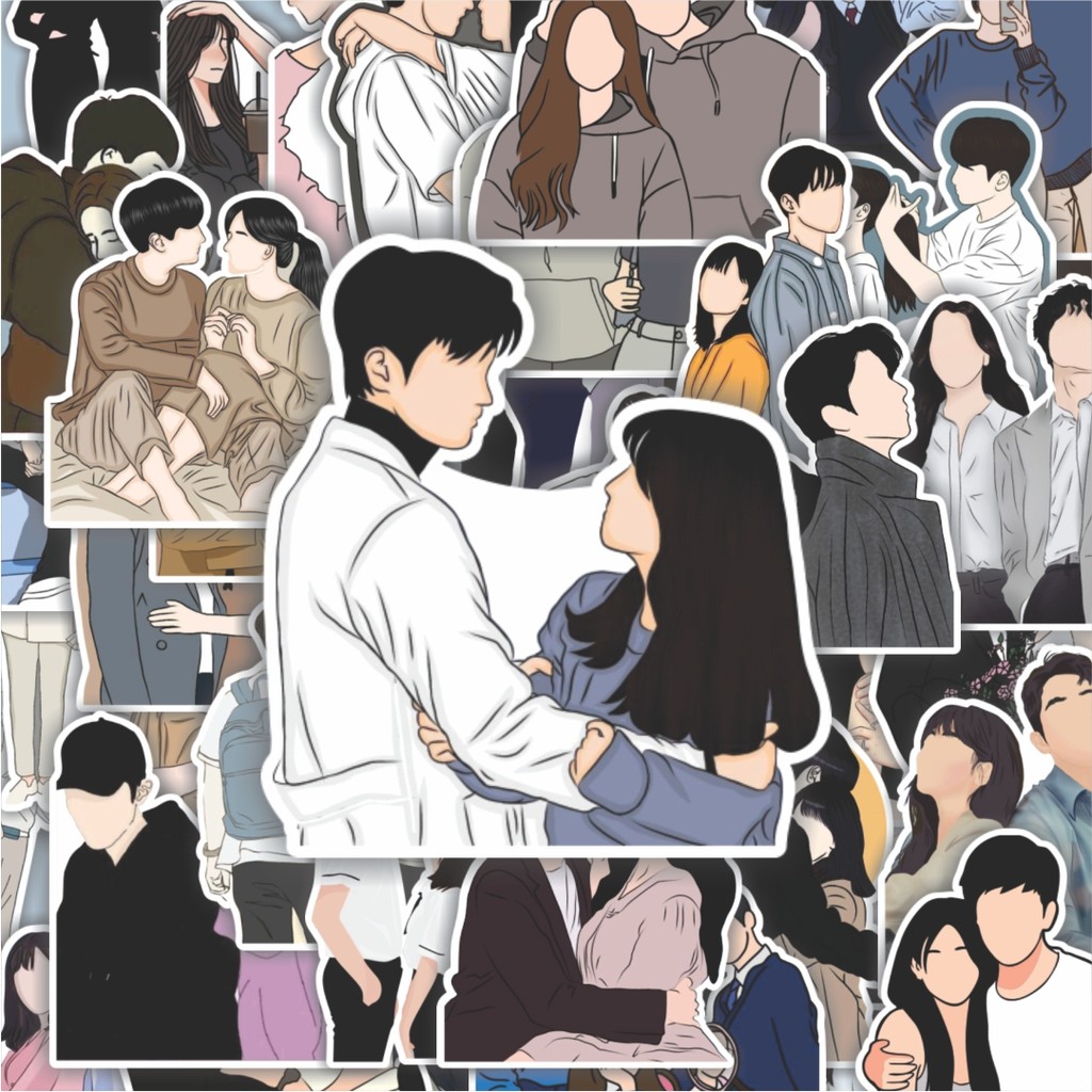 

100PCS Lucu Stiker Korean Drama Couple Stiker Aesthetic Stiker Anti Air Stikers Berperekat Waterproof sticker decal buat Motor Helm Buku Journal Koper Casing HP Laptop Botol Minum Hadiah anak