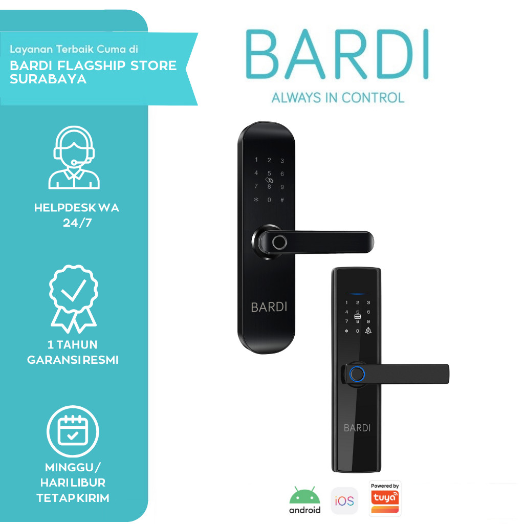 BARDI Door Lock / LITE Smart Handle RFID Fingerprint Gagang Kunci Pintu Pintar Digital Code Otomatis