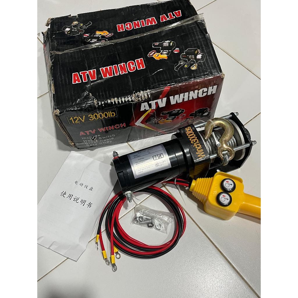 ATV Winch hoist 12volt 3000lbs 1500kg Derek Mobil Offroad