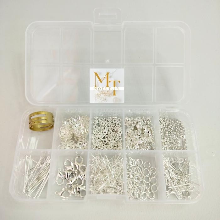 MOTEDIY - [600] Paket Kit DIY Aksesoris/ Paket Diy Aksessoris Gelang & Kalung - Silver