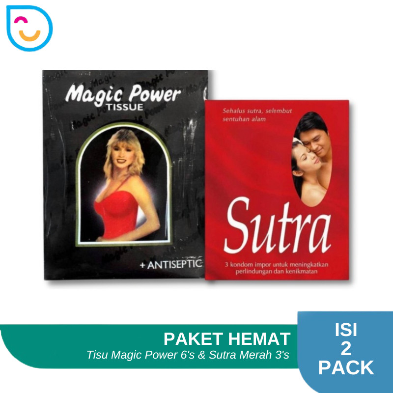 Paket Hemat Tisu Magic Power Isi 6 Sachet + Kondom Sutra Merah Isi 3 Sachet / Tissue Magic / Condom