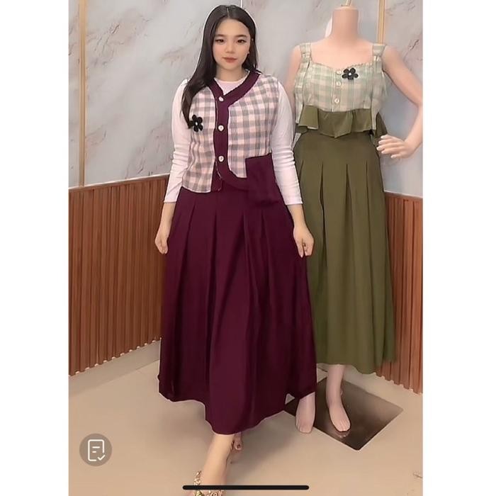 MUMPUNG PROMOCO.Diandra set rok wanita tanpa lengan barbara silk Setelan Cewek Dewasa - C, BIRU, ALL