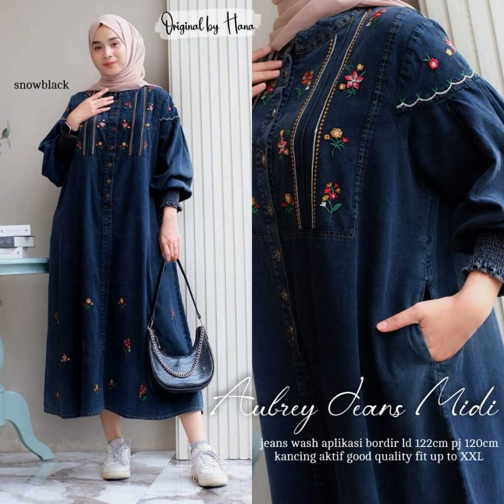 Fashion Wanita HQ HQ AUBREY JEANS MIDI DRESS From hANA