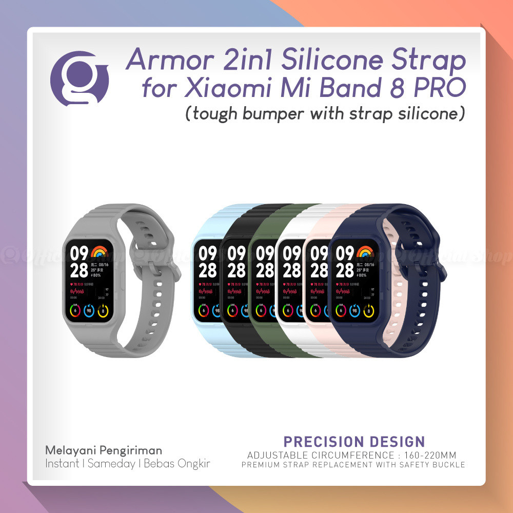 Armor 2in1 Strap Bumper for Mi Band 8 PRO Tali Silicone Rubber Karet dengan Cover Case Silikon Xiaom