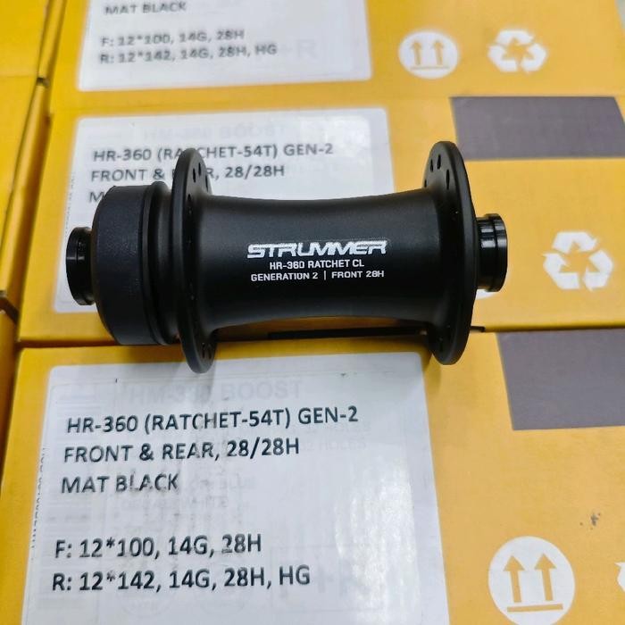 Hub FreeHub STRUMMER HR-360 RATCHET 54T Gen 2 Mat Black Depan Belakang 24 Hole Dan 28 Hole Disc Brak