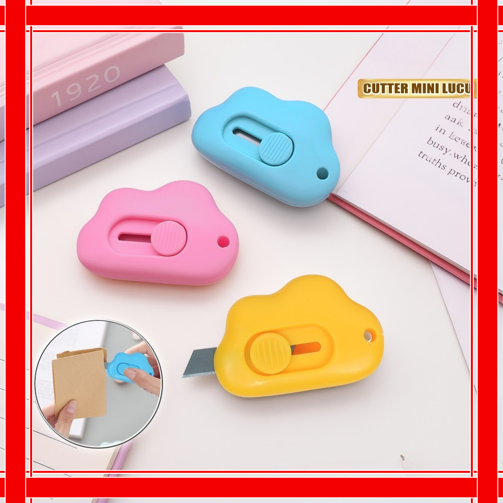 

C953 Cutter Mini Lucu Bentuk Awan / Cutter Kartun Alat Bantu Potong Kertas Alat Tulis Kantor /Cutter Mini Model Awan Cutter Portable