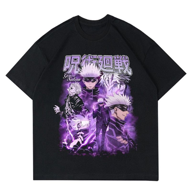 KAOS VINTAGE ANIME JUJUTSU KAISEN - GOJO SATORU | RAP TEE GOJO SATORU | T-SHIRT BAJU JAPAN MANGA