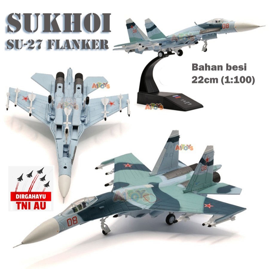 Miniatur Diecast Pesawat Sukhoi Su-27 Flanker 22 cm 1:100