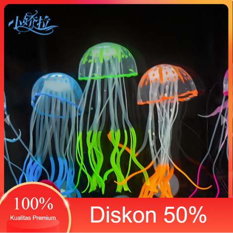 Diskon 10.10 Hiasan Aquarium Aquascape Ubur Ubur JellyFish Glowing / Hiasan Air Ubur Ubur Termurah