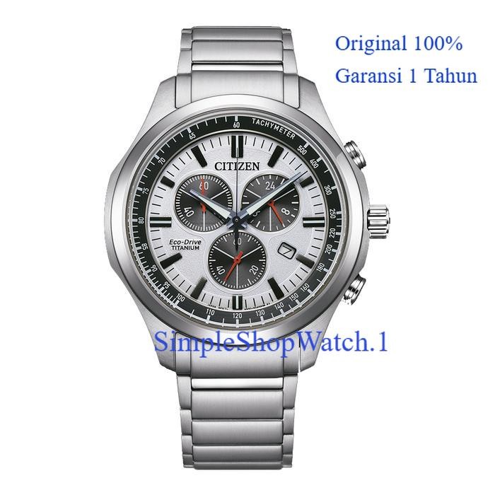 Original 100% Jam Tangan CITIZEN Eco-Drive Pria CTZ AT2530-85A Chronograph Titanium Garansi 1Tahun