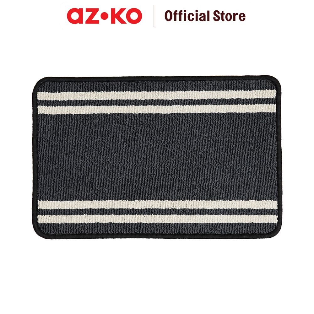 AZKO Forhom 40X60 cm Set 2 Pcs Keset Kamar Mandi Microfiber Stripe - Abu-Abu Tua Bathmat Kain Lap Ka