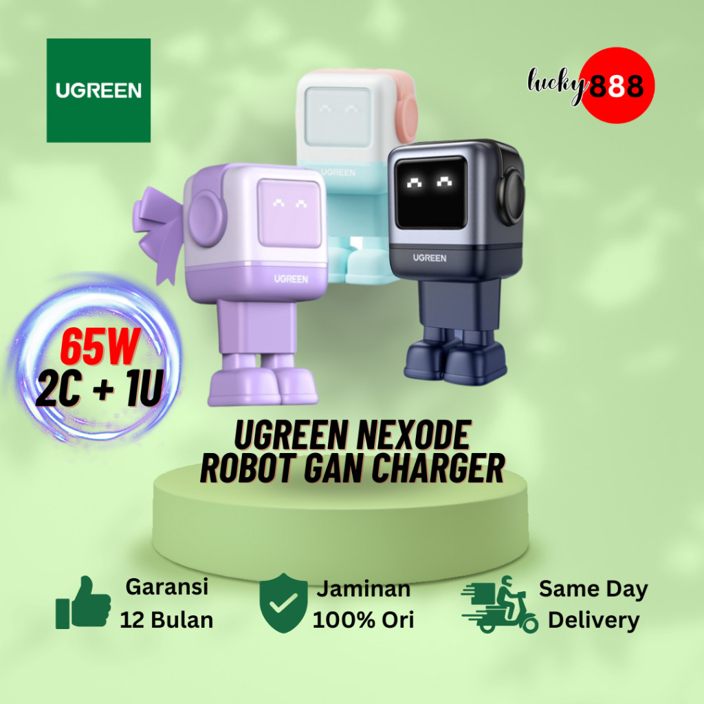Kepala Charger Robot UGREEN Charger GAN Nexode ROBOT Mini Size PD Fast Charging 65W