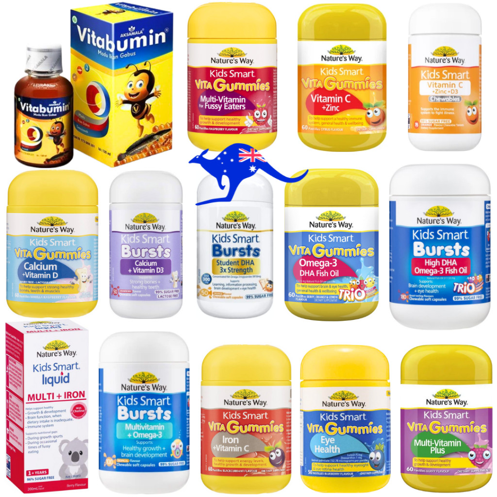 Natures Way Kids Smart Vitamin C + Zinc 60 Vita Gummies D3 75 Nature's Calcium D 50 Bursts Nature s 