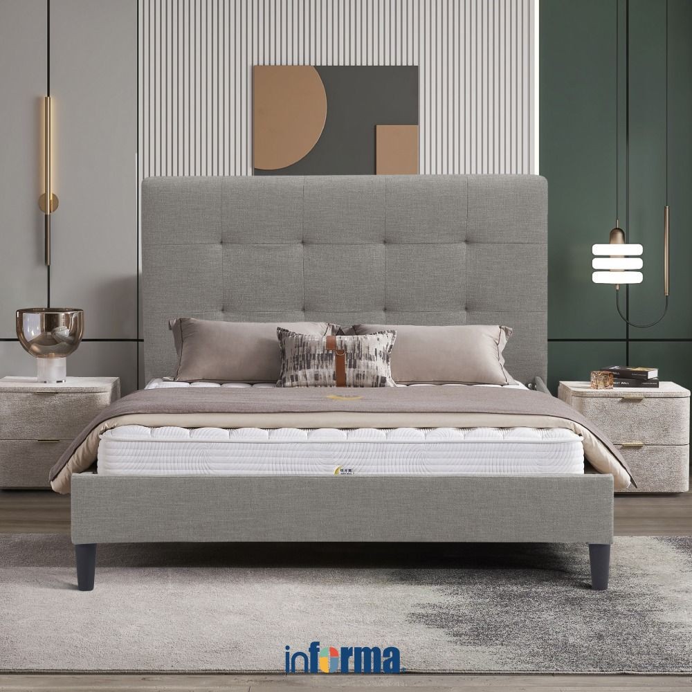 Informa 180X200 cm Morgan Tempat Tidur - Abu-Abu Bed Frame Ranjang Bedroom Furniture Dipan