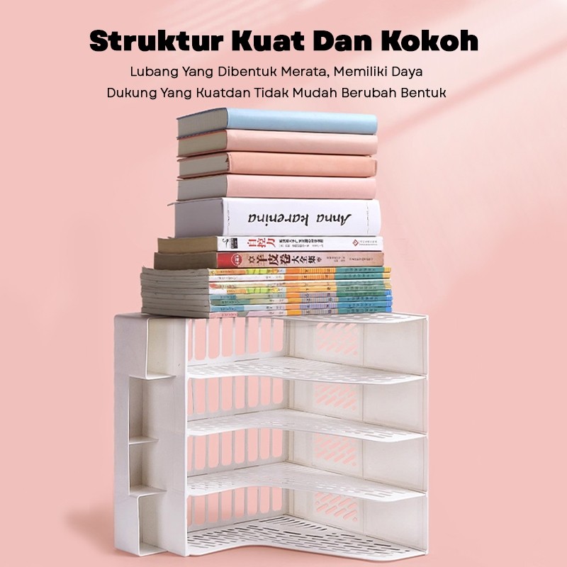 Rak Organizer Kayu 3 Susun 60cm Rak Buku Meja Minimalis Dokumen Terlaris Promo