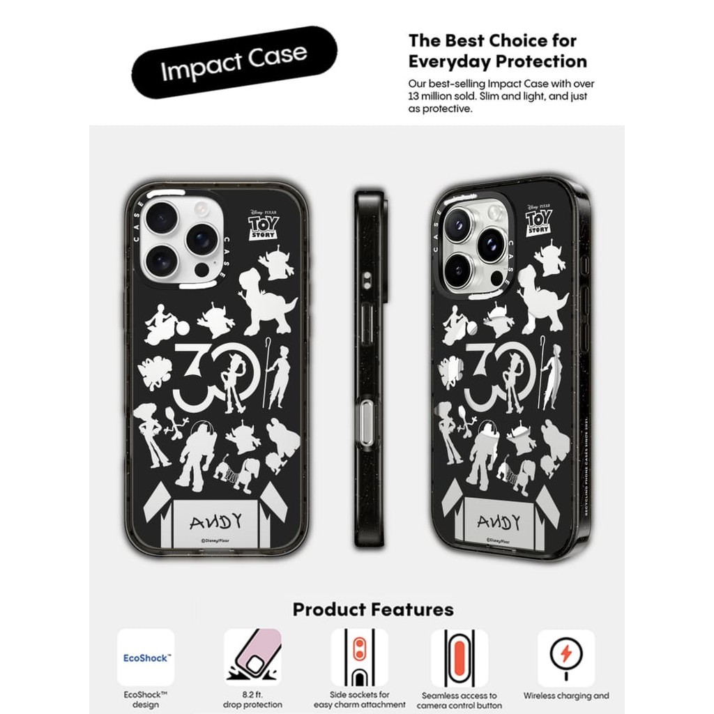 CASECASE X Toy Story 30th Black Case Impact Black Clear Hard Magnetic Suction Impact Case Untuk Appl