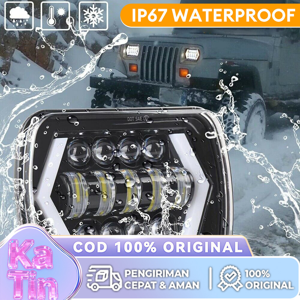 Lampu Depan Led 7 INCH 13 LED Mata Putih Kuning Lampu truk pickup 150W Lampu Depan Persegi Mobil Unt