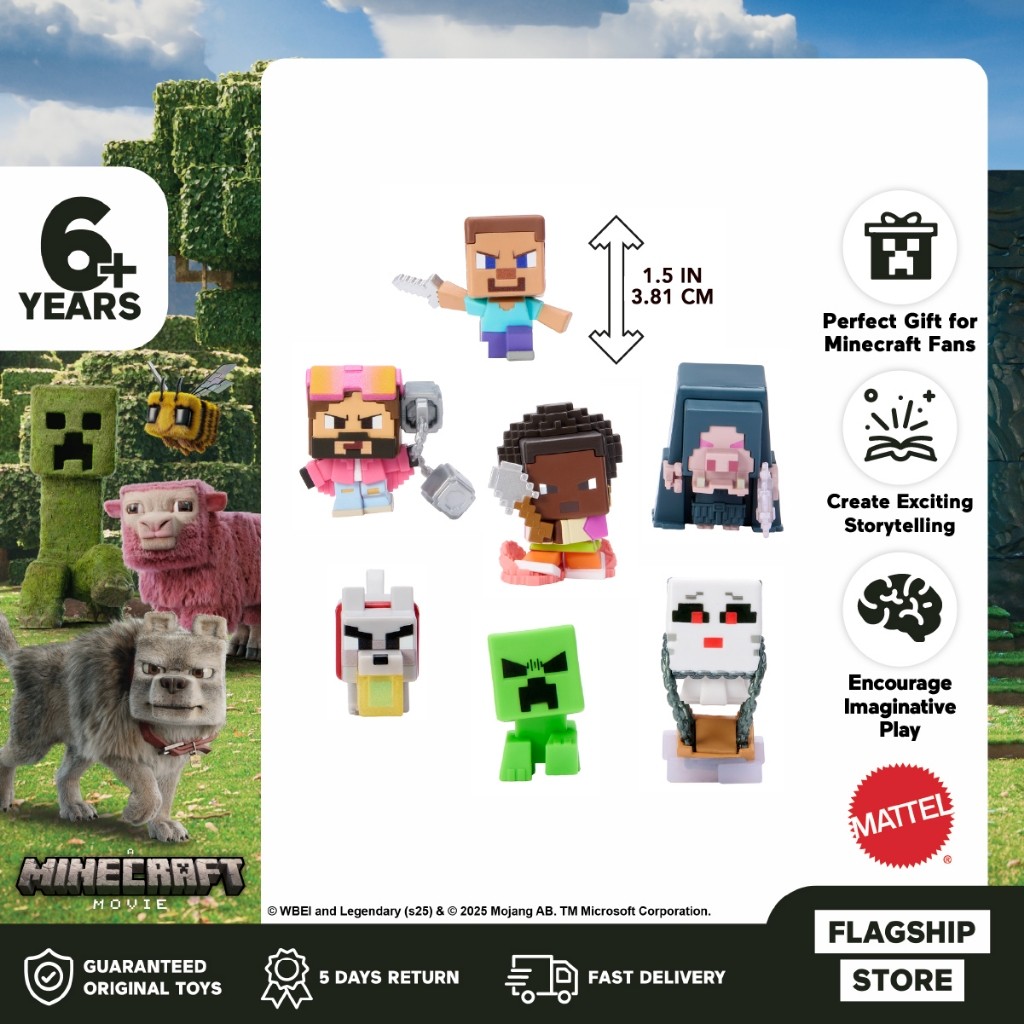 TERBAIK- Minecraft Movie Mini Mode Overworld Battle Pack - Mainan Action Figure