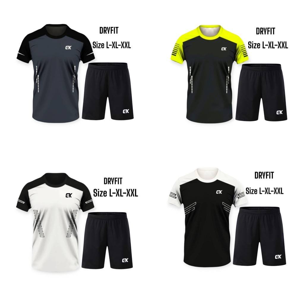 SETELAN KAOS OLAHRAGA IMPORT UNISEX BAJU GYM JOGGING SENAM BADMINTON Dll PRIA & WANITA DEWASA SIZE L