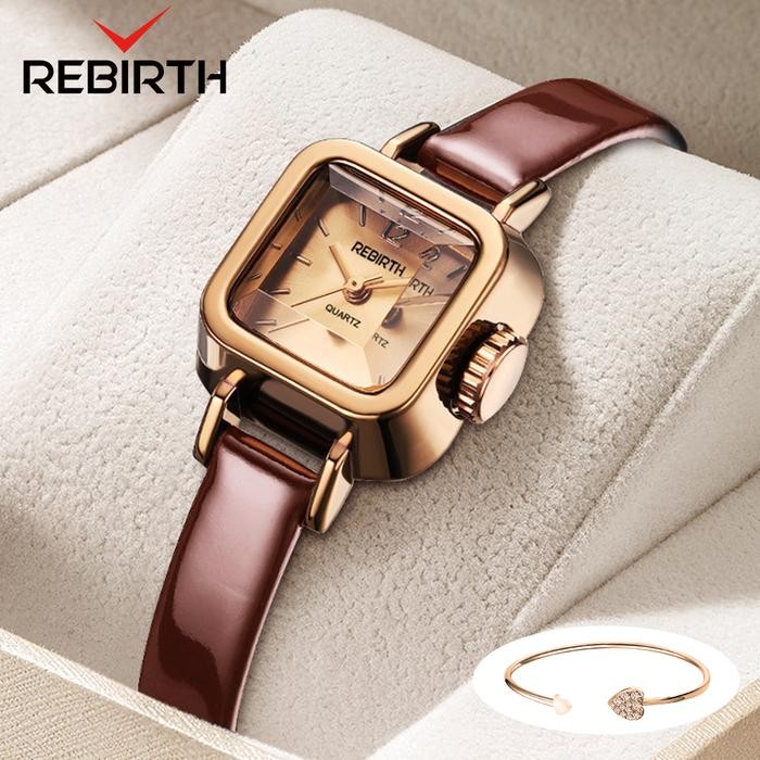 bag store REBIRTH Jam Tangan Wanita Kasual Tali Kulit Anti Air Terbaru Jam Tangan Cewek Watch - Coke