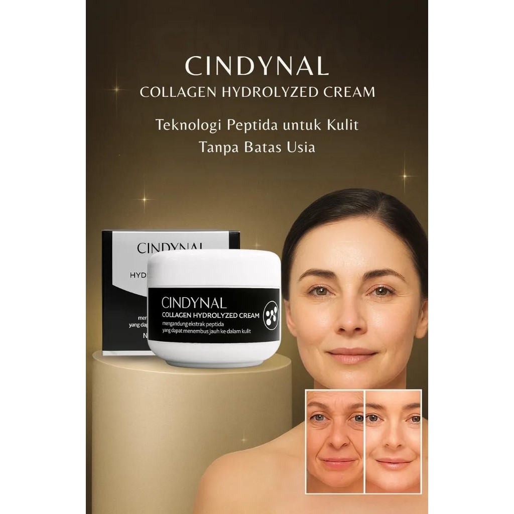 Cindynal Collagen Hydrolyzed Cream 50g - Krim Anti Keriput Pria - Pelembut Penipis Anti Kerut Penuaa