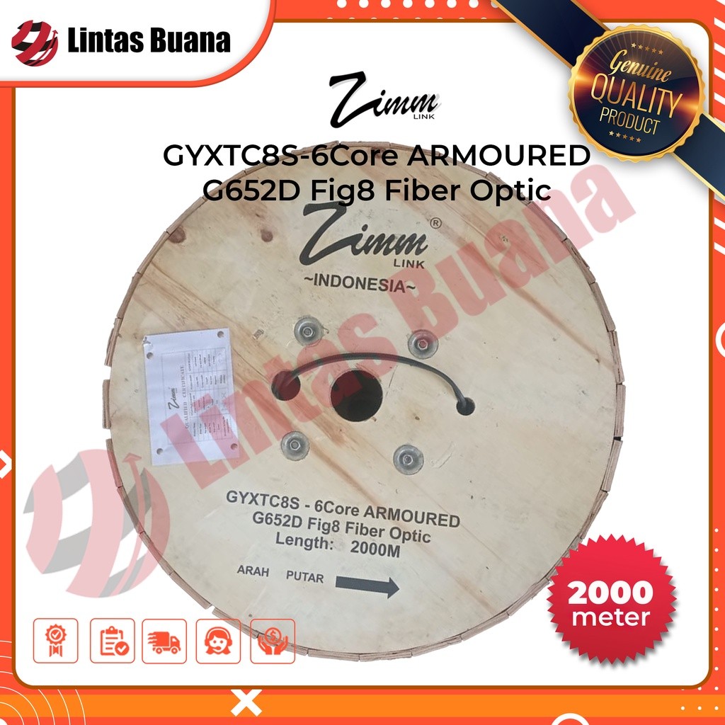 Kabel Drop Core 6 Core FIG 8 Single Mode 2000 Meter Zimmlink Armoured