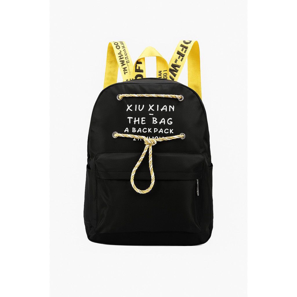 Tas Ransel Parasit Wanita & Pria – Xiu Xian Backpack Off-White Strap Trendy Uk. 38x32