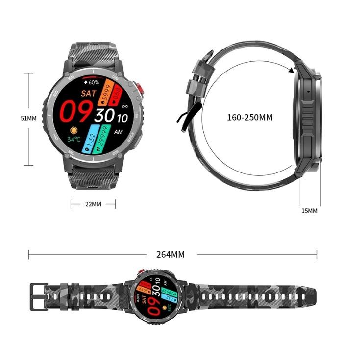 Skmei C22 Jam Pintar Pria Sport Smartwatch Olahraga Memori 4G +400 mAhC - Hitam