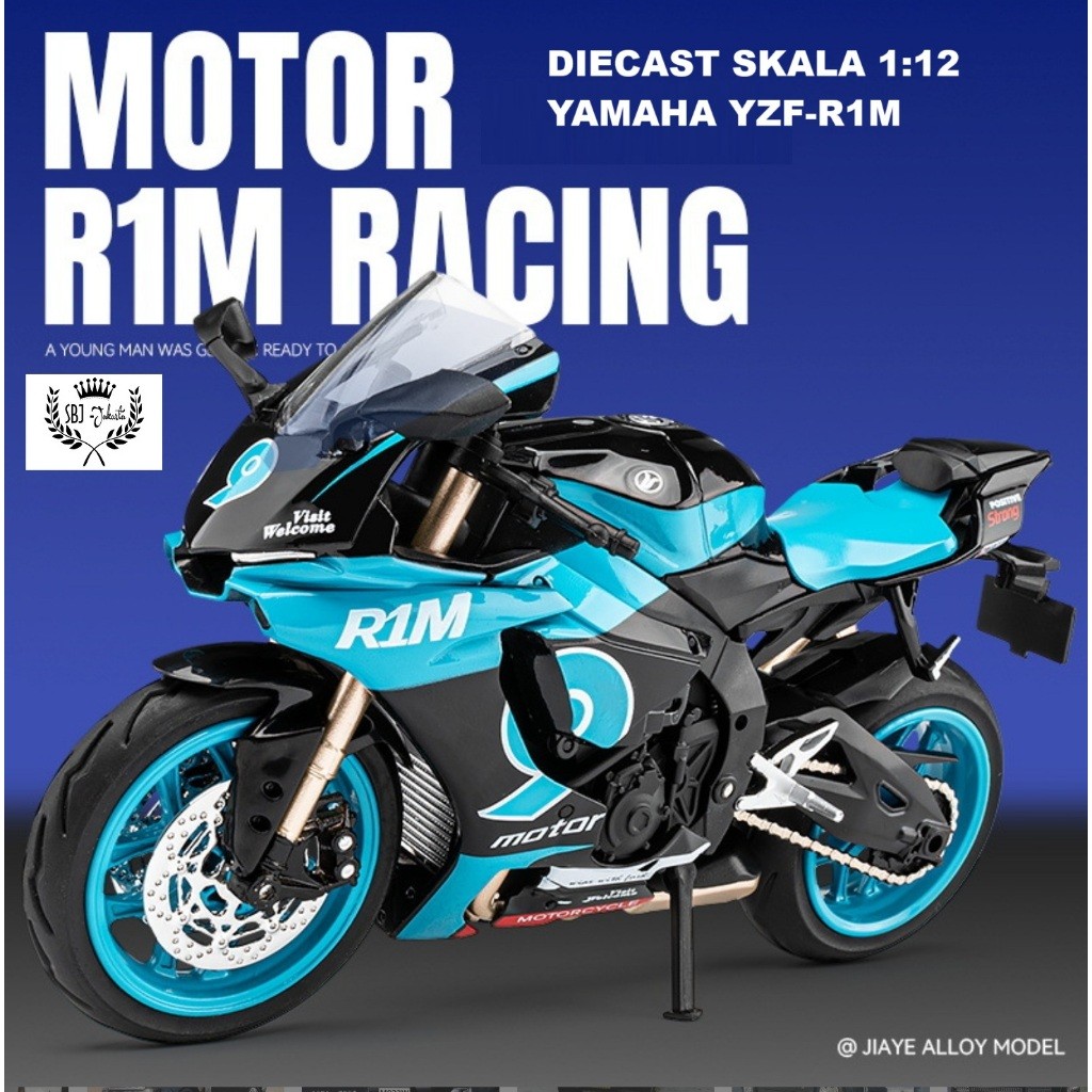 Diecast Sepeda Motor SUPERBIKE YAMAHA YZF R1M Skala 1:12