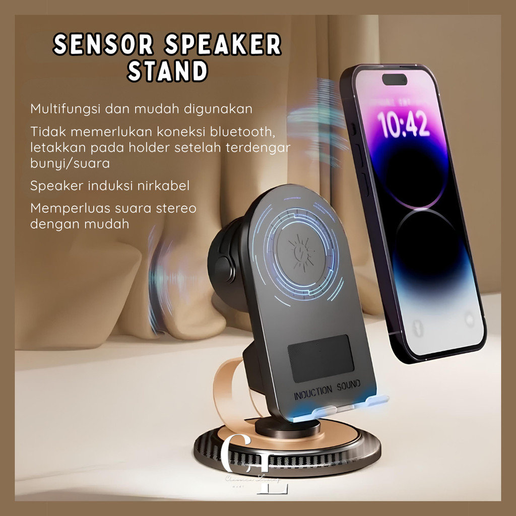 [CLM] Phone Holder Pembesar Suara Dudukan Holder HP Tablet Wireless Charger Speaker Sensor