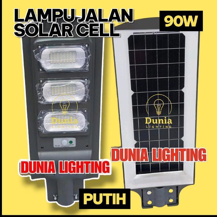 Lampu Jalan Led Solar Cell KUNING 90w 90watt Pju panel tenaga surya 90 watt W warm white sreet light