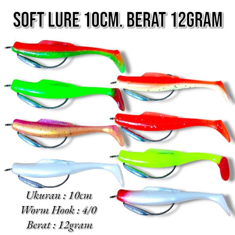 Soft Lure 10cm Hook 4/0 Berat 12gram Lengkap