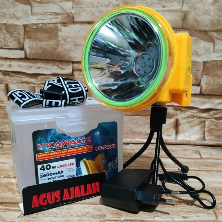 Promo 7.7 Senter kepala selam kawachi 40watt-LS-740A cahaya putih-kuning senter selam kawachi 740b /