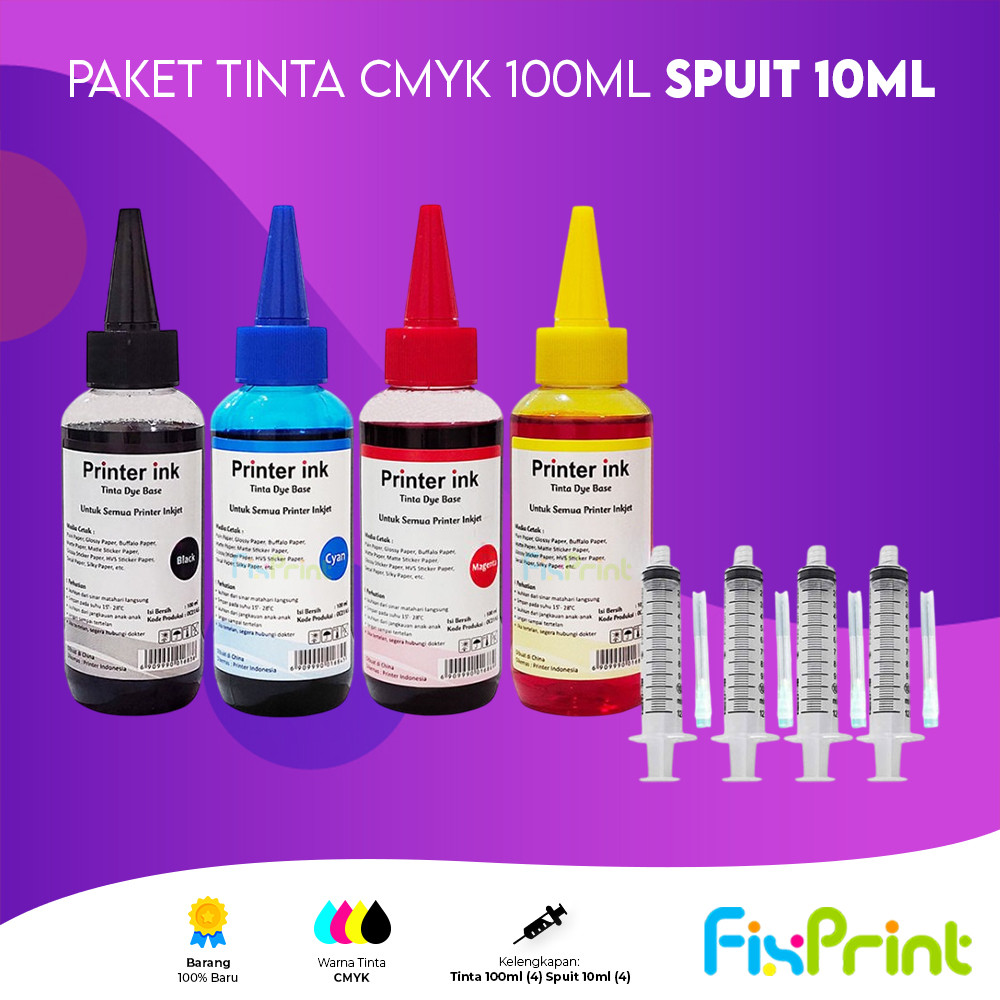 FixPrint Tinta Printer Plus Suntikan 10 CC Tinta Refill Cartridge