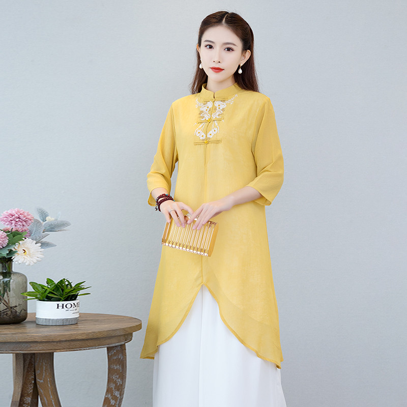 20266v Dress bordir Cheongsam wanita baru