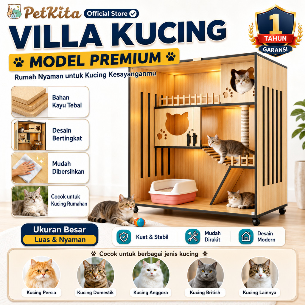 Kandang rumah kucing tahan gores rumah kucing kayu rumah kucing vila kandang kucing