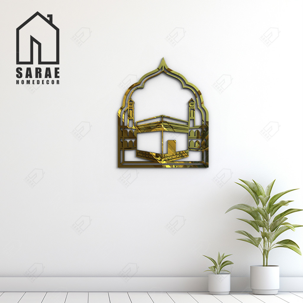 Akrilik Hiasan Dinding Mihrab & Ka'bah 3D Hiasan Dinding Islami Aesthethic Uk.Besar SARAE HOMEDECOR