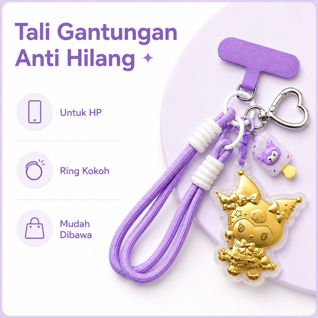 Gantungan Kunci Tas Karakter Kartun Imitasi Emas Lucu Strap HP Keychain Hiasan Tas Unik