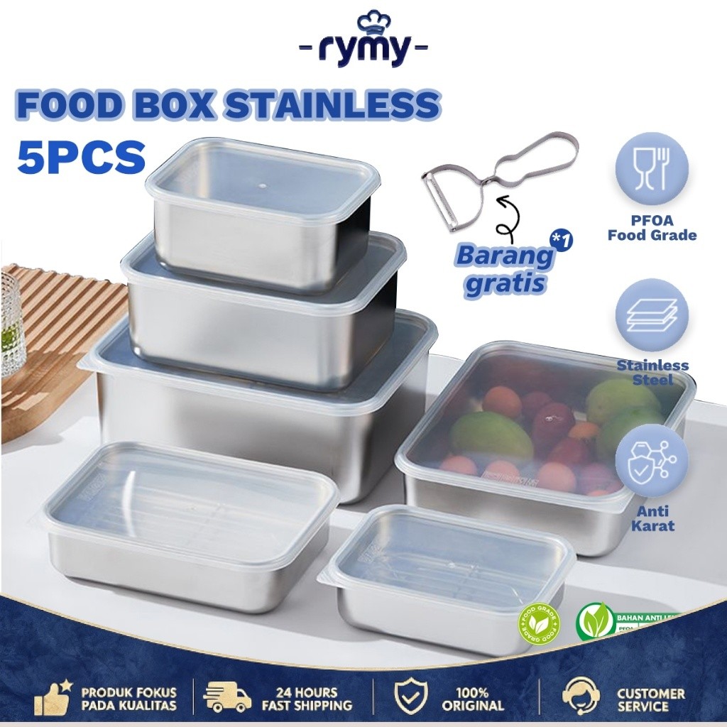 COD Food Container Stainless Wadah Stainless Sayur Kotak Food Box Stainless Steel 304 Food Storage W