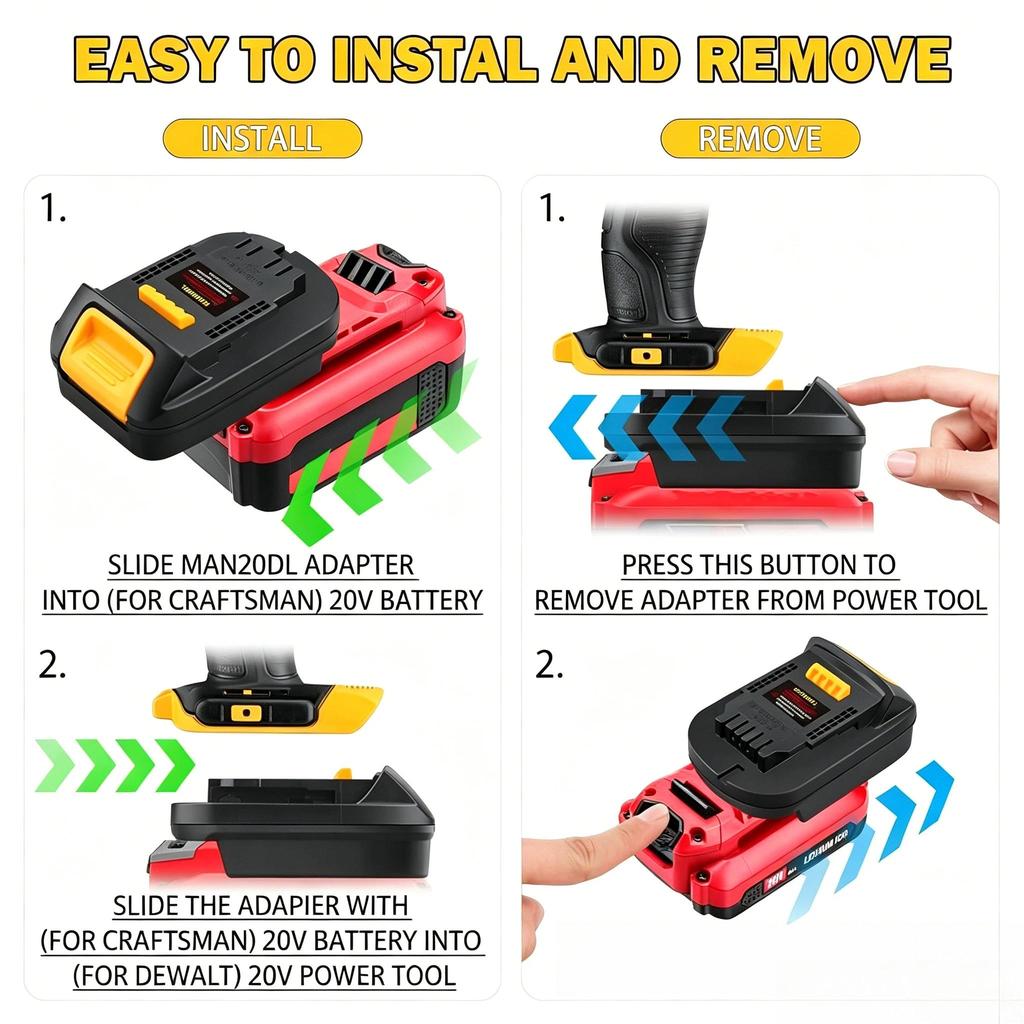 Battery Adapter for Craftsman 20V V20 Battery Converter to for Dewalt 20v Cordless Power Tools MAN20