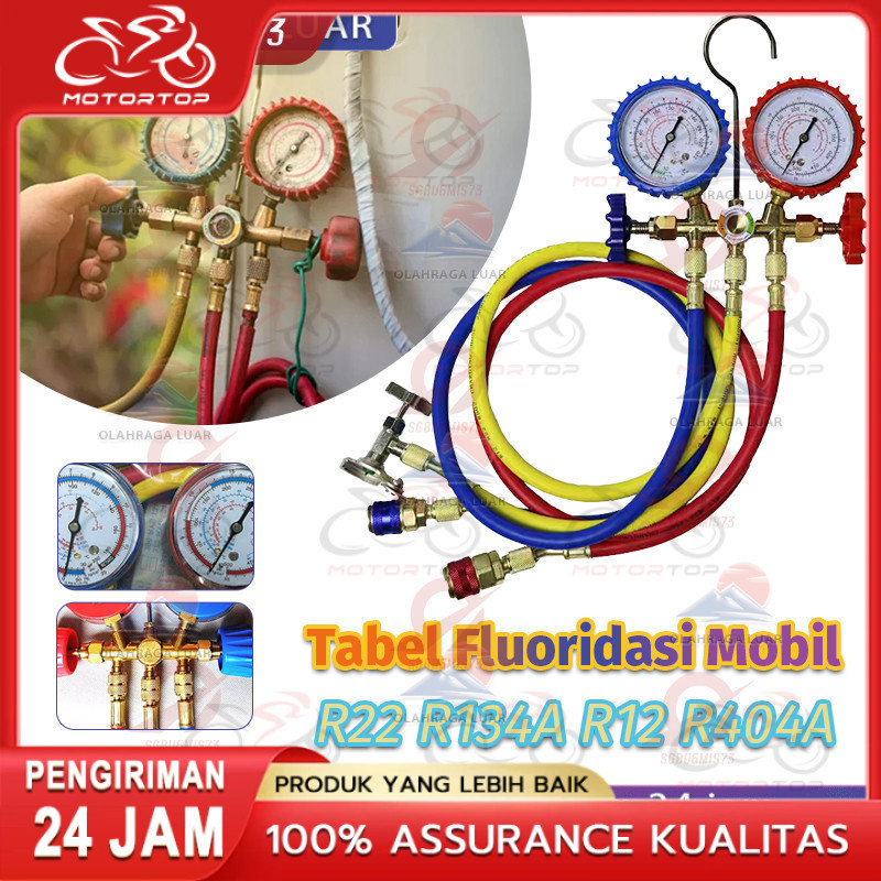 1 Set Alat Pengisian Freon Kulkas Brass Double Manifold Multi One Cool Pengisian Freon Ac Mobil Ac K