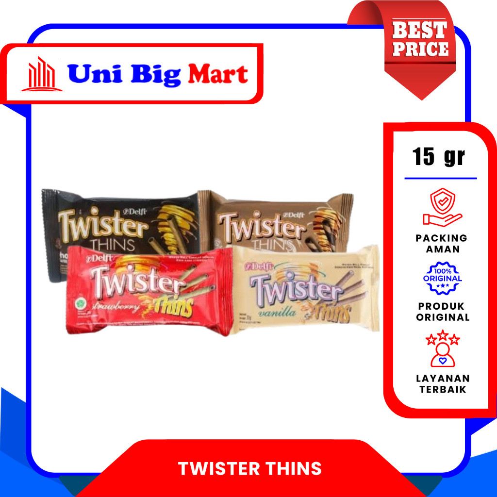 DELFI TWISTER THINS CHOCO - STRAWBERRY - VANILLA - CAPPUCCINO - 15 gr