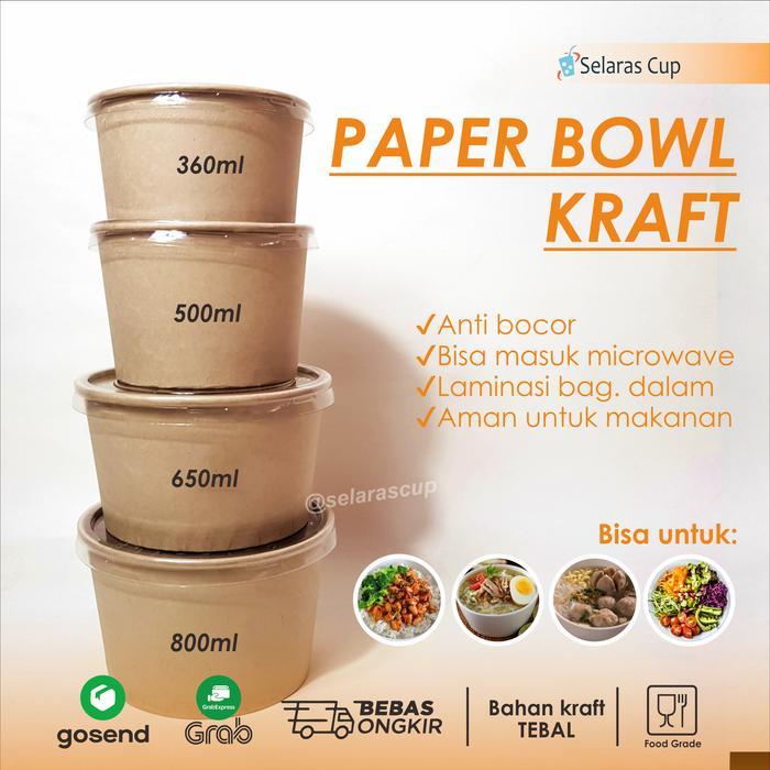 paper bowl coklat rice bowl custom mangkok kertas paperbowl catering - 800ml, bowl + tutup